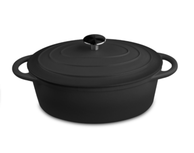 Oval casserole satin black dia 29 cm Outr