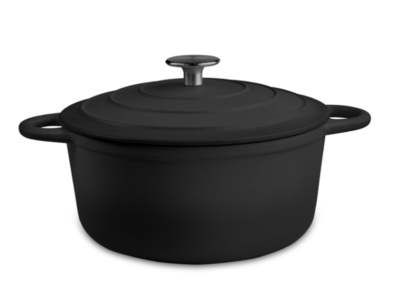 Round casserole satin black dia 24 cm Outr