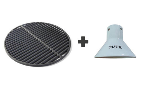 Rooster gietijzer + Chicken sitter ceramic Outr